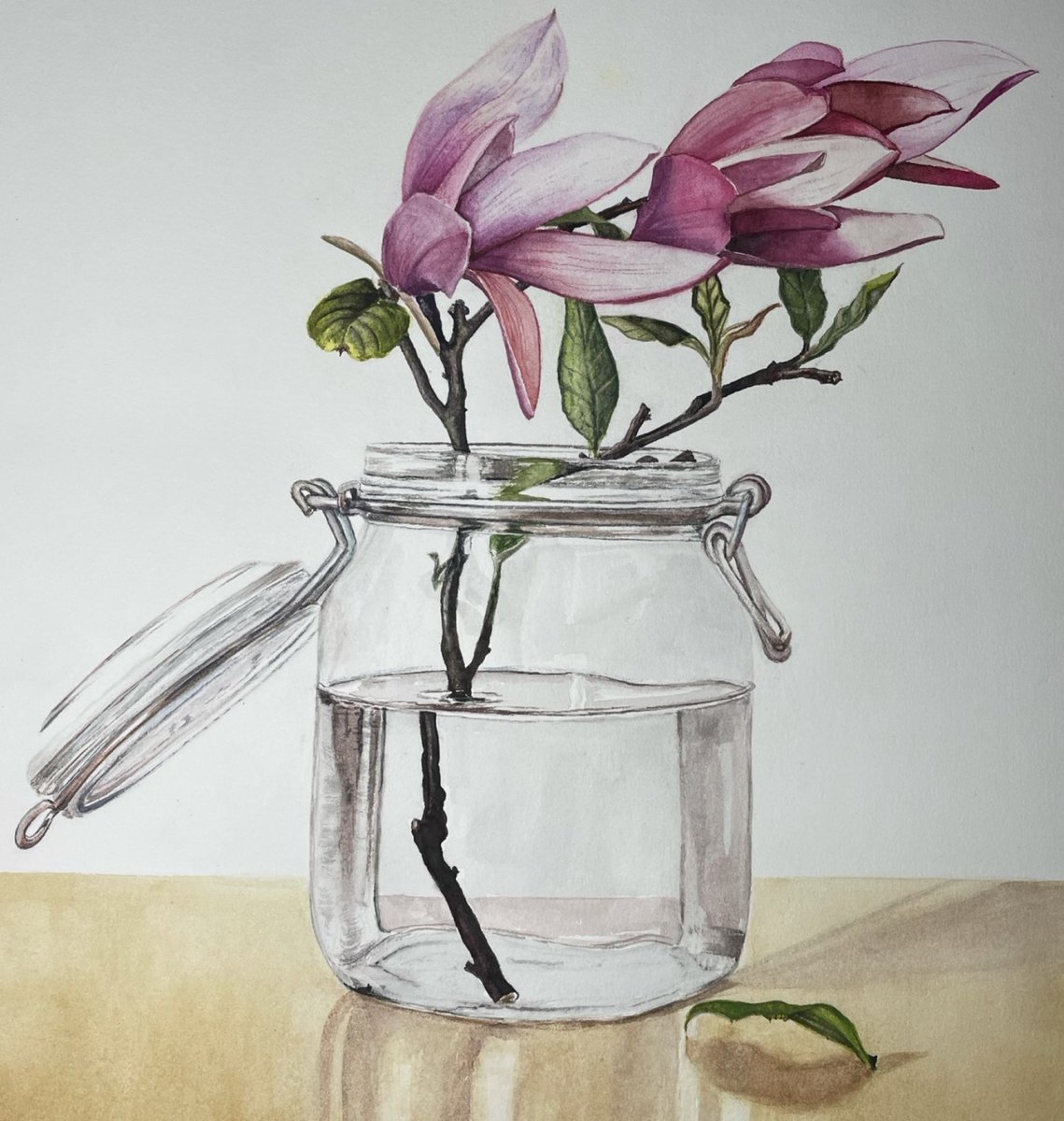 ARTFINDER: Magnolias. by Erkin Yılmaz - Original watercolor still life painting of magnol… - bit.ly/40h2ltD via @artfinder