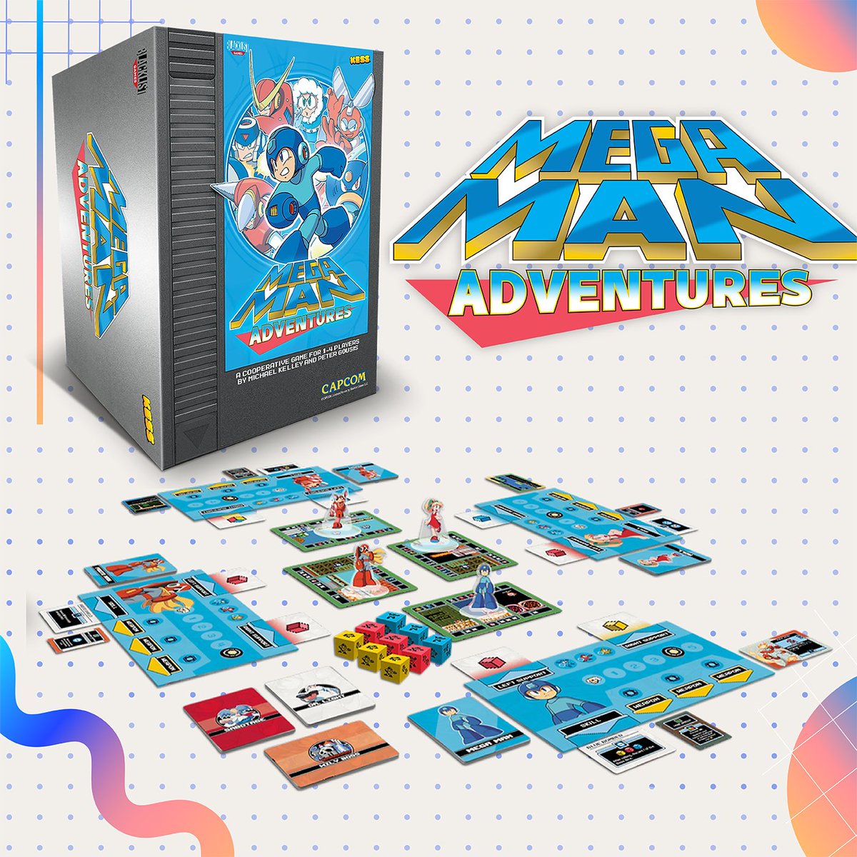MegaMan's tweet photo. Slide in to Mega Man Adventures, a cooperative adventure board game for 1-4 players. PAX West attendees can demo it and pick up a copy at booth TT71!

Not attending PAX? You can buy it now at https://t.co/dzElMyydYn.

💙https://t.co/ArG9qidhBe https://t.co/ezX5f0b1c5