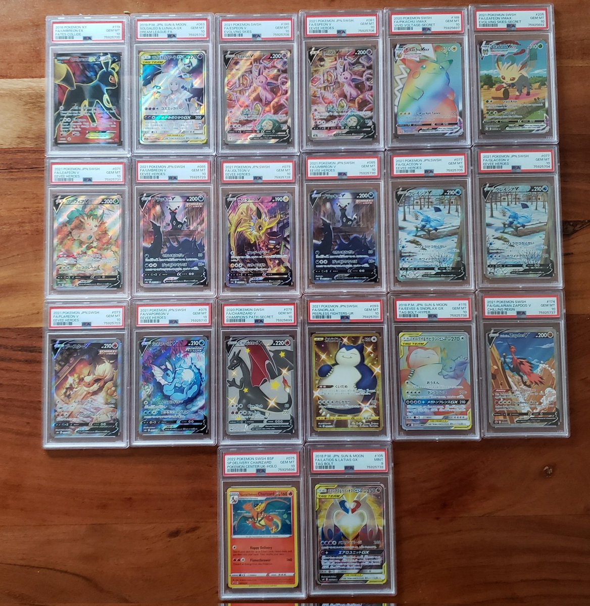 Didnt expect that!!! Look at all the PSA 10s!!! 

The only PSA 9 in this picture is actually more valuable than all the PSA 10s 😂 I couldn't have asked for better grades!! 

#pokemoncards #PSA10 #psacard #gradereveal