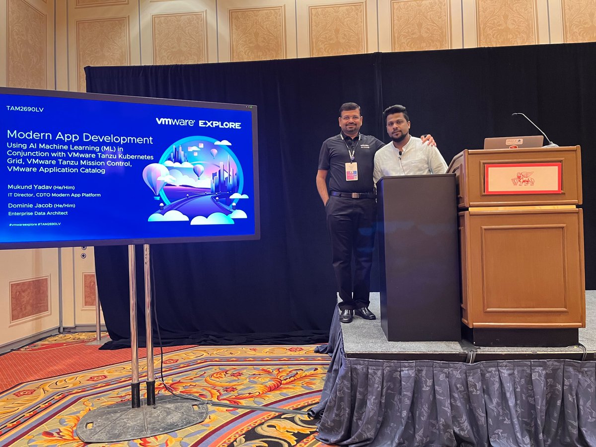 vmwonvmw's tweet photo. What a great #VMwareonVMware session today! We delved deep into the world of Modern App Development, weaving in AI and ML alongside TKG, TMC, and VAC. Immense gratitude to everyone who joined in. @VMwareExplore https://t.co/YXaGTmryYK