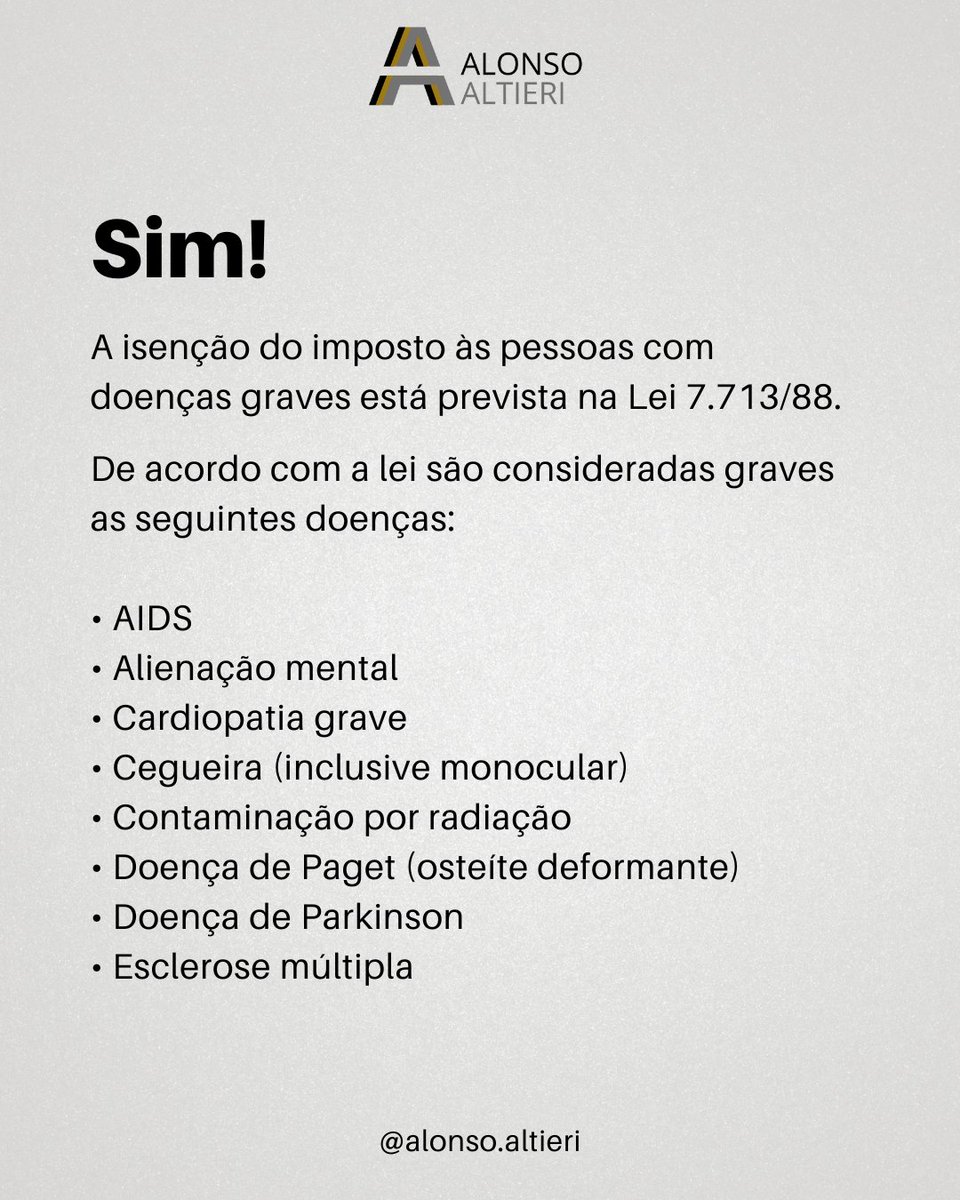 alonsoaltieri's tweet photo. 🌼 Sabia que a lei brasileira oferece um importante benefício fiscal para aposentados e pensionistas que enfrentam doenças graves? 💪💼 https://t.co/kfz9mZHwVb