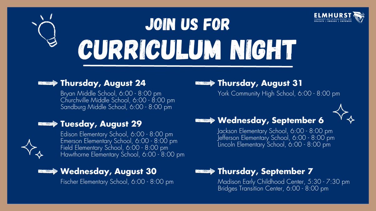 Calling all D205 parents! 📣 Join us for our exciting Curriculum Nights, where you can step into your student’s world, meet their amazing teacher, and learn more about the educational plan they have set! 📚🌟 #WeAreD205