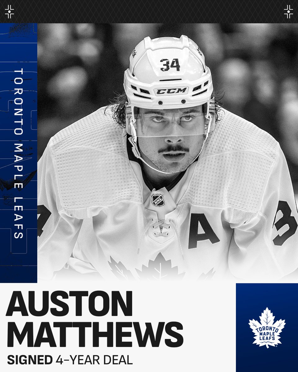 THERE IT IS‼️ 

The <a href="/MapleLeafs/">Toronto Maple Leafs</a> have locked up Auston Matthews (<a href="/AM34/">Auston Matthews</a>) for four more years! 🤭