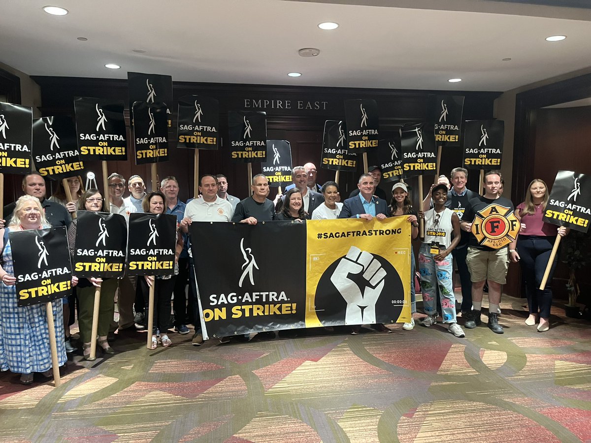 IAFFGSTLima's tweet photo. From Hollywood to New York City the members of the @IAFFofficial stand in solidarity with @sagaftra as they fight for a fair contract.  This is what it means to be #UnionStrong. https://t.co/d3j13Z0wQ1