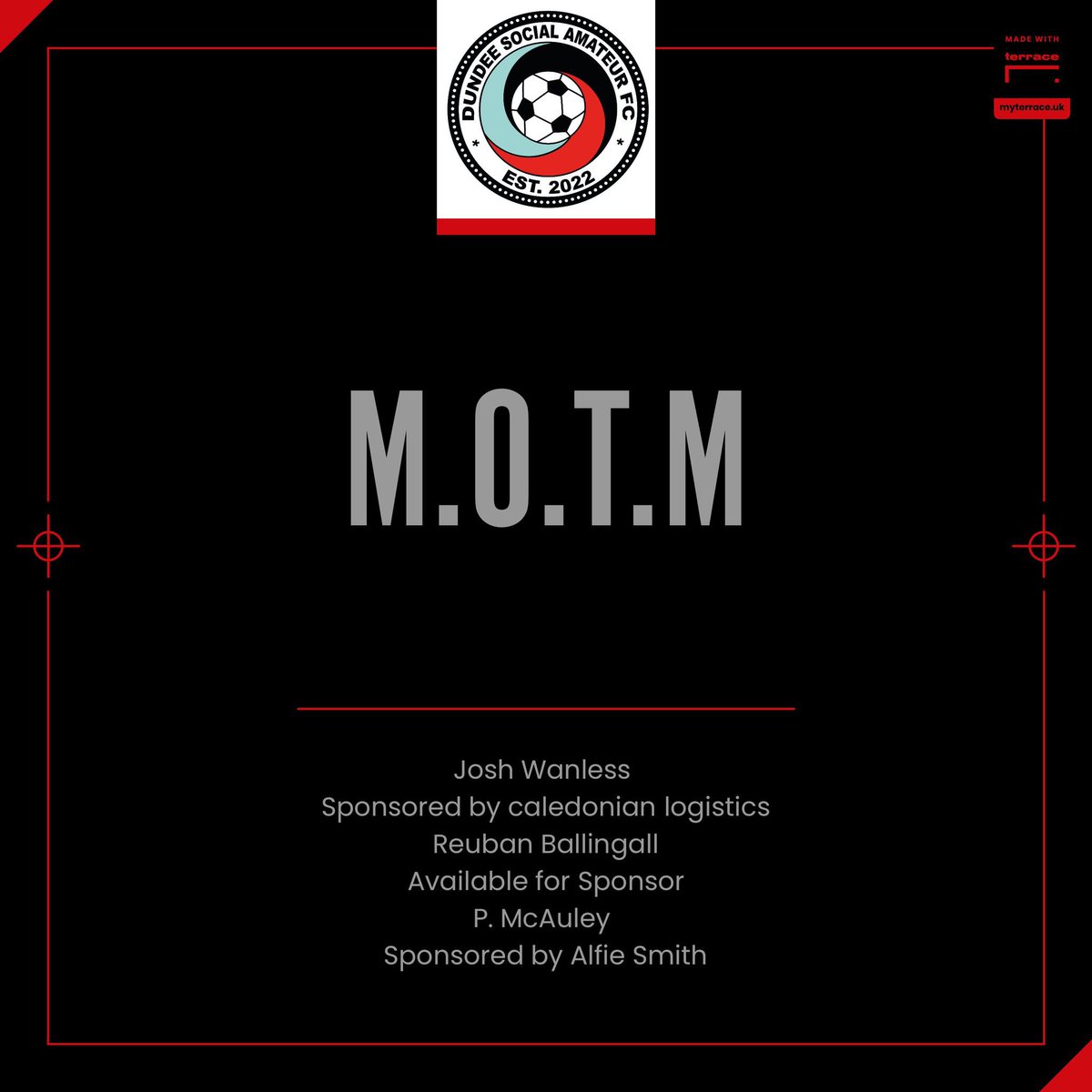 FT : Dundee Social 5-1 Craigie

A flying start to the league campaign made by the boys against the Division 1 champions, up next Stobswell AFC.

Scorers :
Paddy Mcauley 
Hari Caswell
Ryan Smith
Freddie Holmes 
Gary Mearns