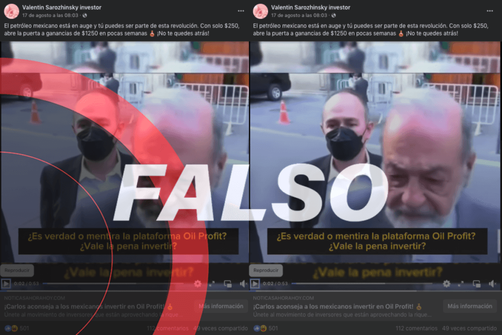 ElSabuesoAP's tweet photo. 🔎 “Oil Profit  es una supuesta plataforma de inversión petrolera tan efectiva, que hasta el empresario Carlos Slim la recomienda en entrevistas”, según dicen usuarios en diversas publicaciones de Facebook.

Pero ojo: El video fue manipulado 🐕 
https://t.co/t9t5cRWr8U https://t.co/TwsCDT3Bdh