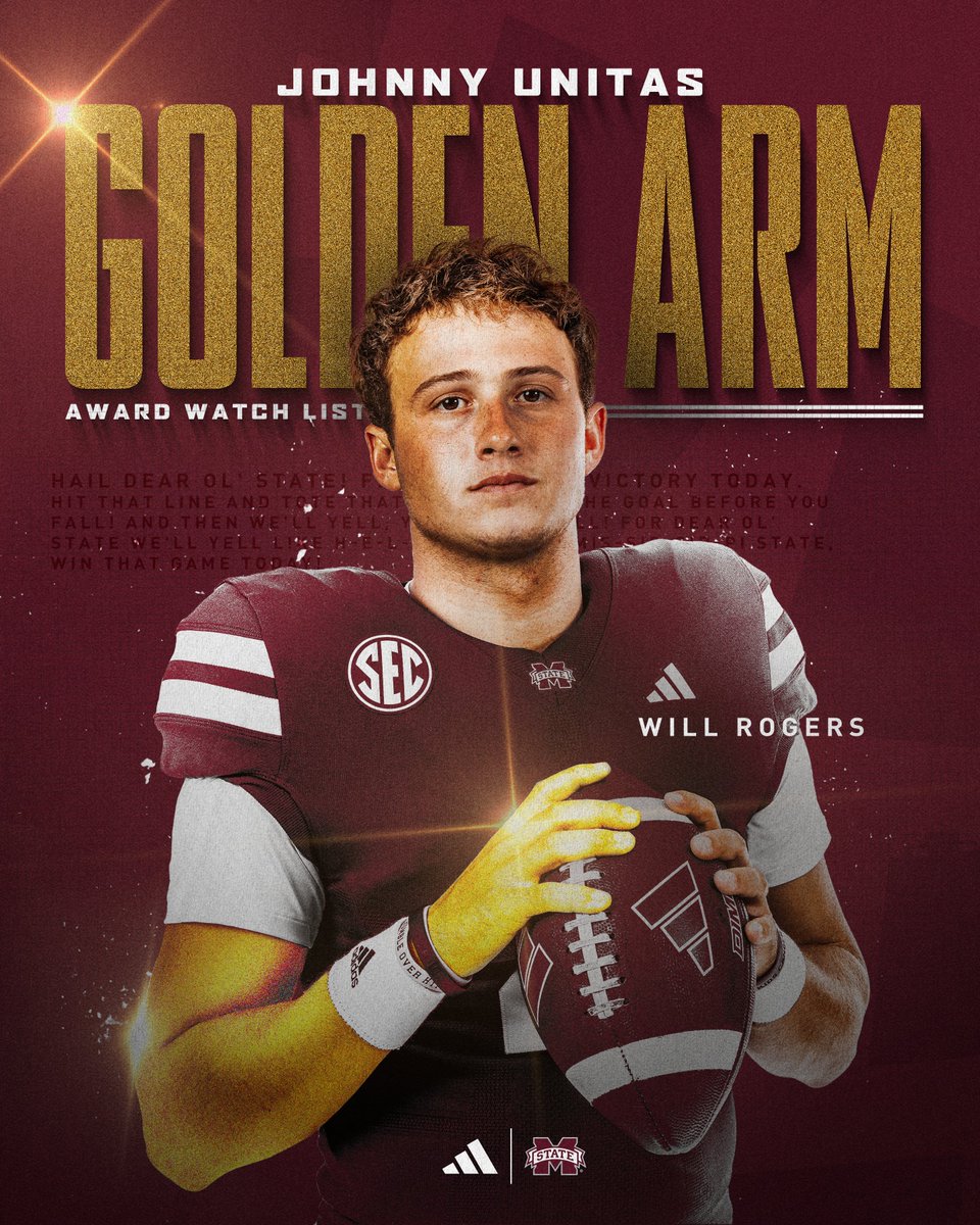 Will Rogers Named To Johnny Unitas Golden Arm Award Watch List 📰 » hailst.at/45qKlzh #HailState🐶