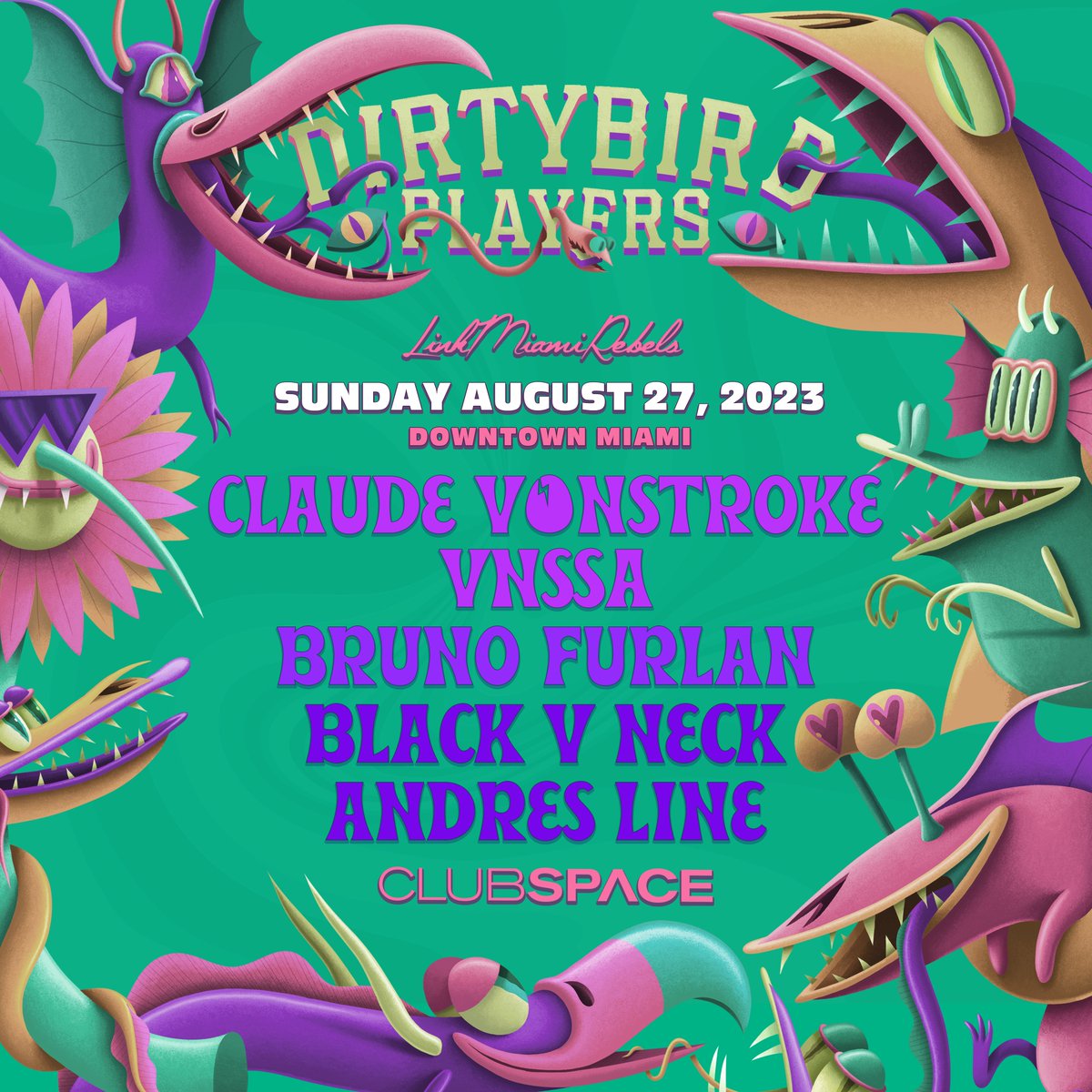 DirtybirdArt's tweet photo. Miami Birdies Alert!!!

RETWEET for your chance to win 2x tickets to @VonStroke’s Players Tour @clubspacemiami in Miami, Florida. on Sunday, August 27th!

Good luck, everyone!! https://t.co/VS32hmZiZq