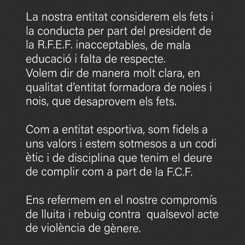 COMUNICAT OFICIAL de
rebuig per la conducta del president de la RFEF.