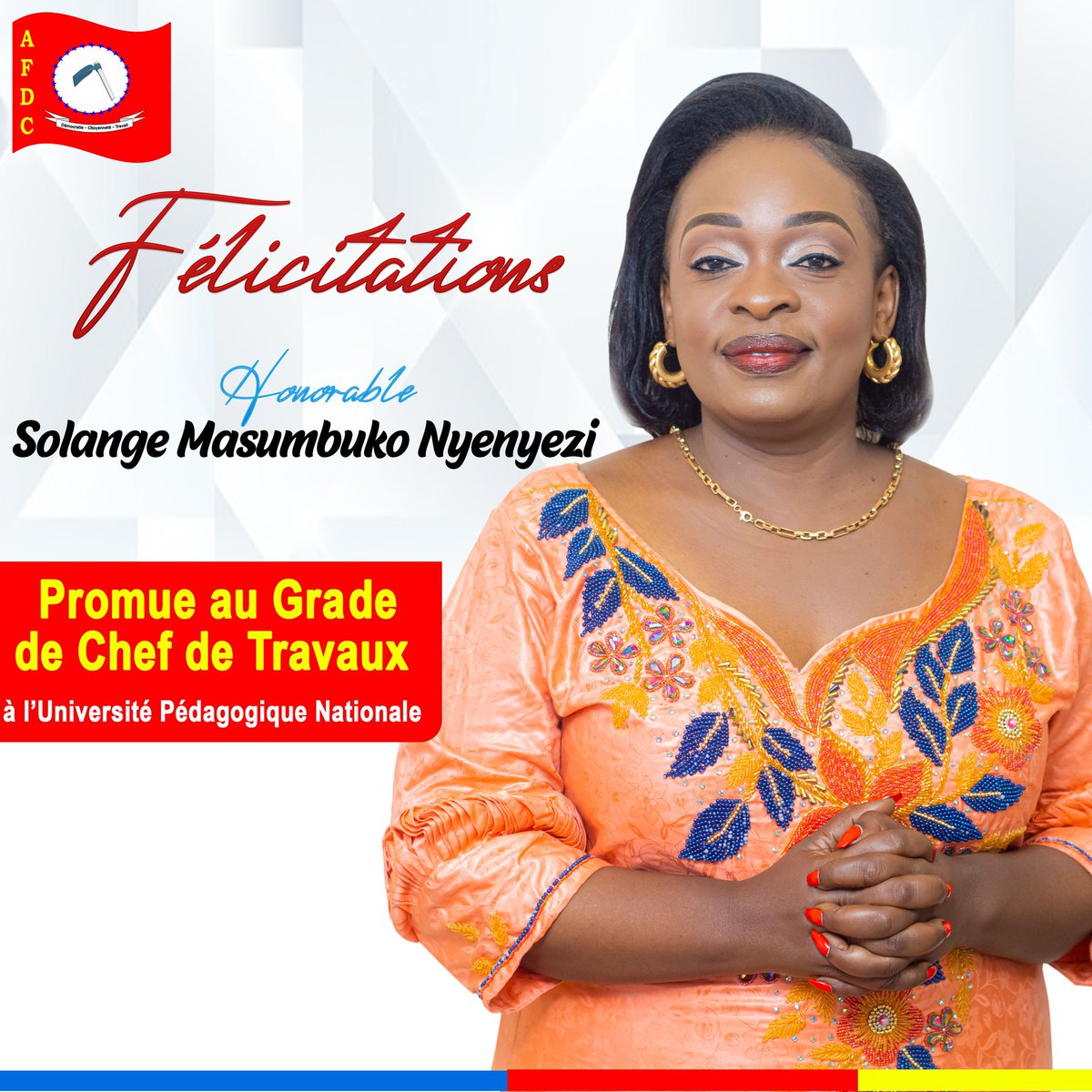 Kevmasisa's tweet photo. Mes sincères félicitations à vous la Princesse de Lukunga , Hon. @NyenyeziSolange 
@Presidence_RDC @PLukwebo @DeniseNyakeru @LukondeSama @CMbosoNkodia @IsralMutombo11 @central_sage @CybelleKamba @KitambalaMarcel https://t.co/gthEwwPbcL