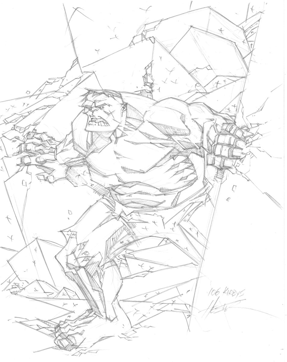 philhester's tweet photo. #106Kirbys Smashes on. $3,480 raised for @heroinitiative @JackKirbyMuseum and Maui Fire relief so far, with more to come, culminating on Jack's birthday Monday. This Hulk is spoken for, but more pieces go on the block tomorrow! https://t.co/PT9hH3UTSC