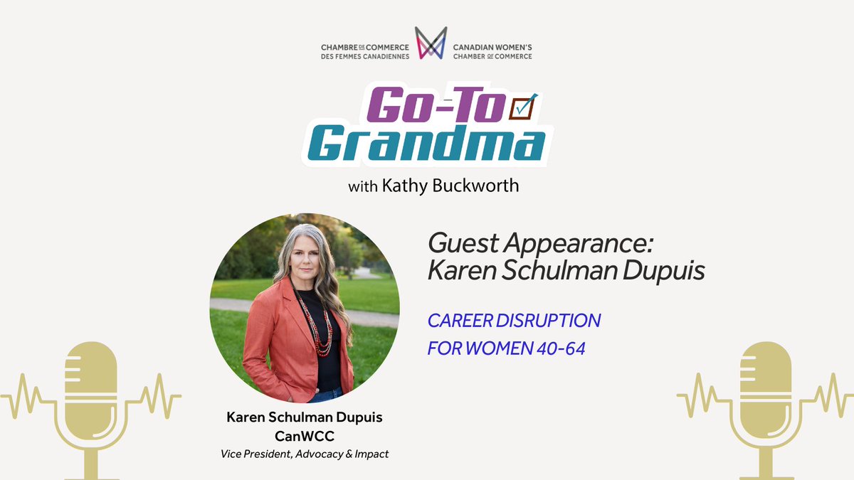 Last week, Karen Schulman Dupuis (@karensd), our Vice President of Advocacy and Impact, spoke with @KathyBuckworth on the Go-To Grandma show on @zoomerradio about career disruption for women 40-64 due to gendered ageism. Listen now; KSD starts at 11:07: bit.ly/3qRcksN