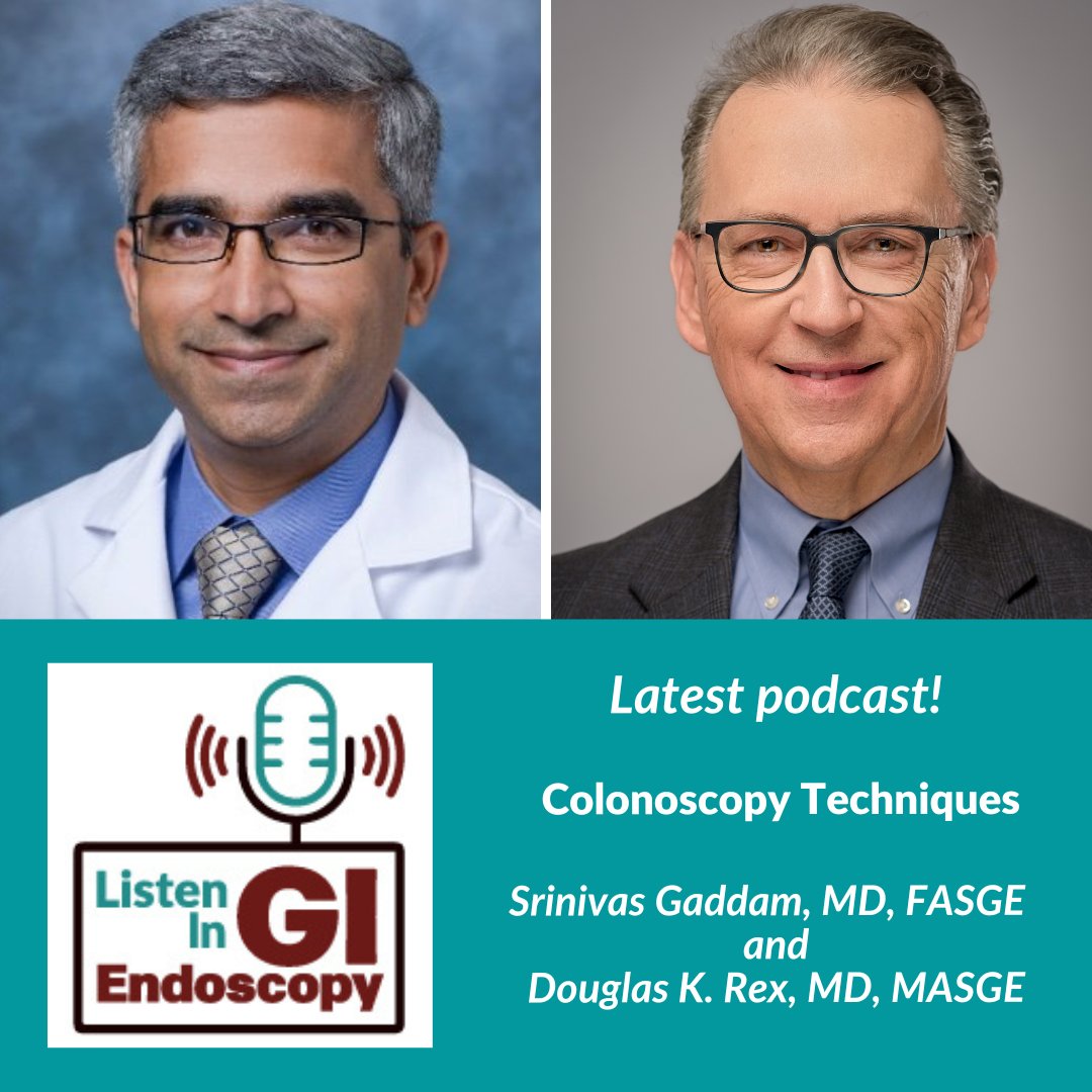 ASGEendoscopy's tweet image. Don&apos;t miss the latest podcast episode of Listen In: GI Endoscopy! @Rex_colonoscopy and @SriGaddamMD discuss colonoscopy techniques: bit.ly/3qeSV1Y. Sponsored by @CookMedical. #GITwitter #CRCScreening #Gastroenterology #Endoscopy