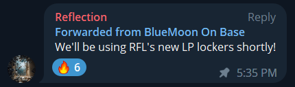 We are happy to finalize <a href="/BluemoonOnBase/">Blue Moon</a> locking their LP using our Liquidity Locker! This should be done very soon. $RFL is leading the way with tools and products for all projects on Base.