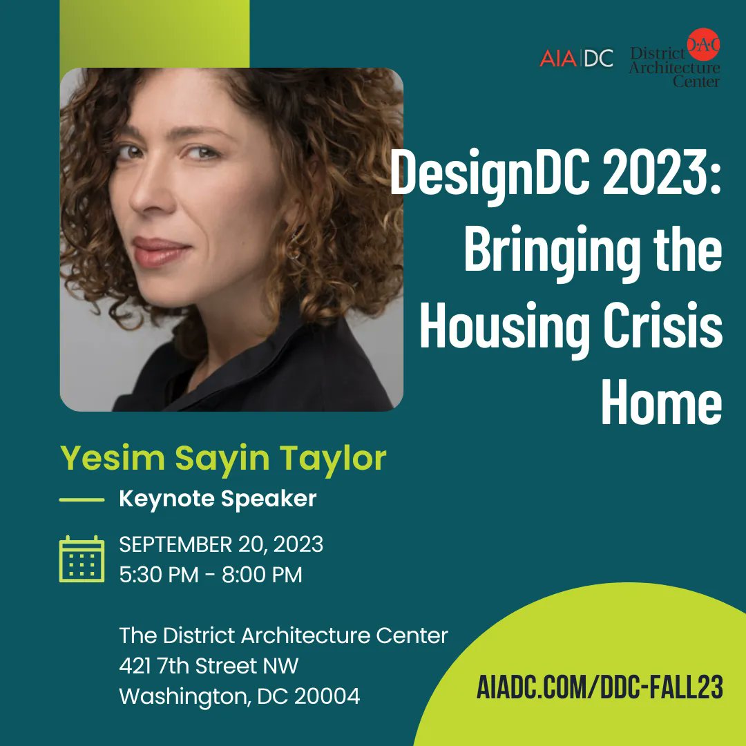 Just one month until DesignDC: Bringing the Housing Crisis Home - Join Keynote Speaker Yesim Sayin Taylor and many other knowledgeable presenters as they discuss the designer’s role, and expertise, in solving DC’s housing crisis. Register today! 
buff.ly/47H75N4