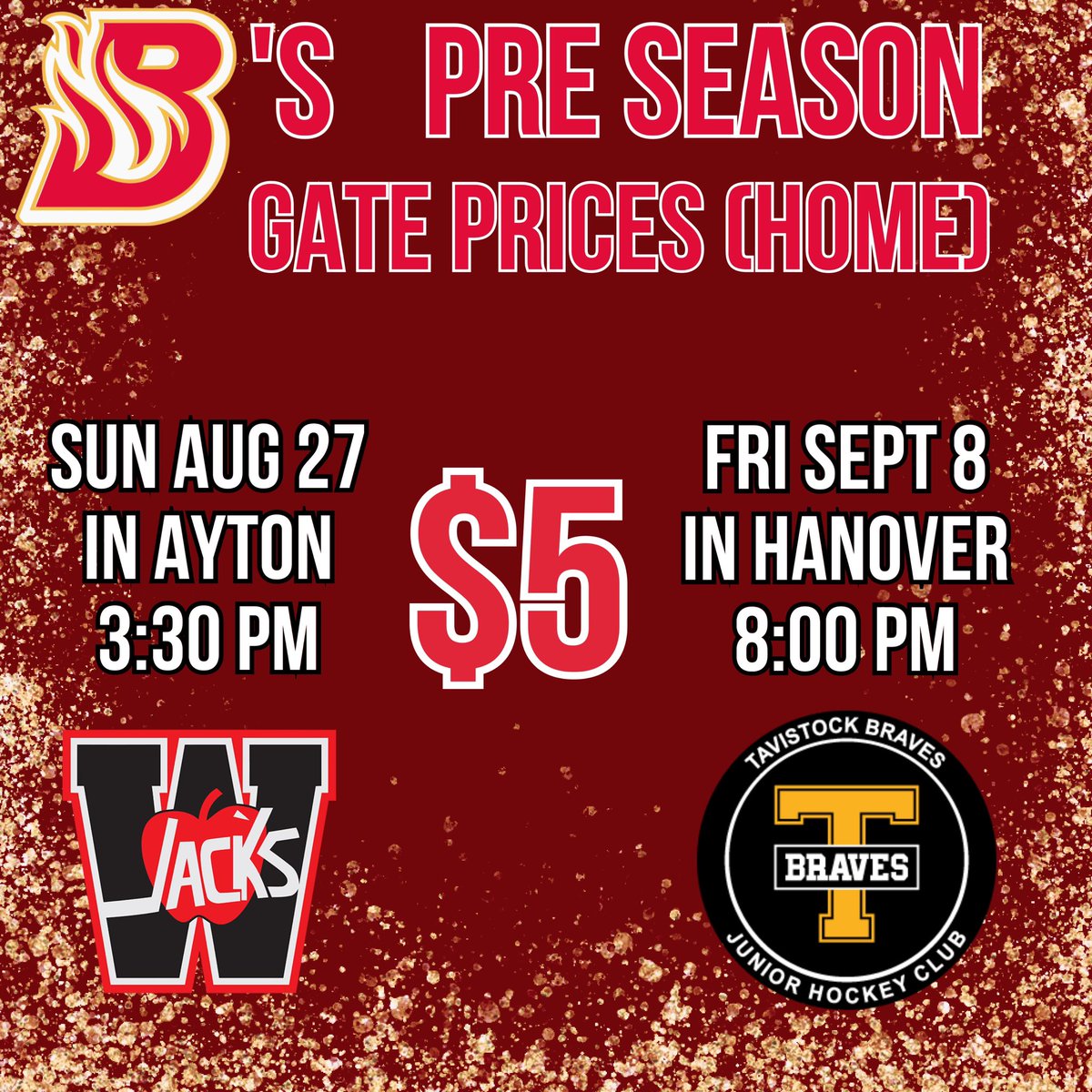 HanoverBarons's tweet photo. Weβre happy to announce our first pre-season game is this Sunday, Aug 27th in Ayton vs. @OHAapplejacks! Our 2 home games for the pre-season are $5 General Admission! We look forward to seeing our fans again! #HockeyIsBack #BsFam https://t.co/4ykybAVO7Q