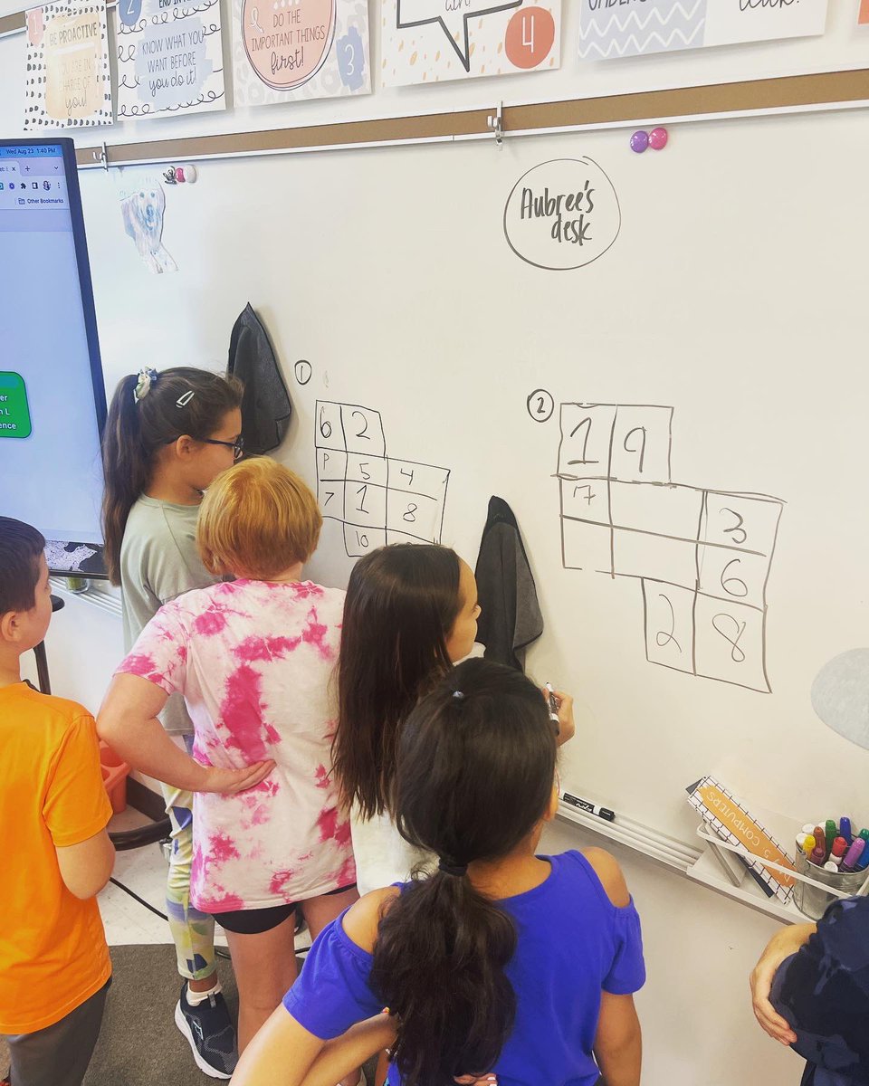 mrseichenlaub's tweet photo. We tackled another #BuildingThinkingClassrooms task today! These students loved working in random groups to solve the #NextDoorNumbers task! ๐ง ๐๐ผ๐ก@pgliljedahl @KatherineSchack https://t.co/uElkdVIs75