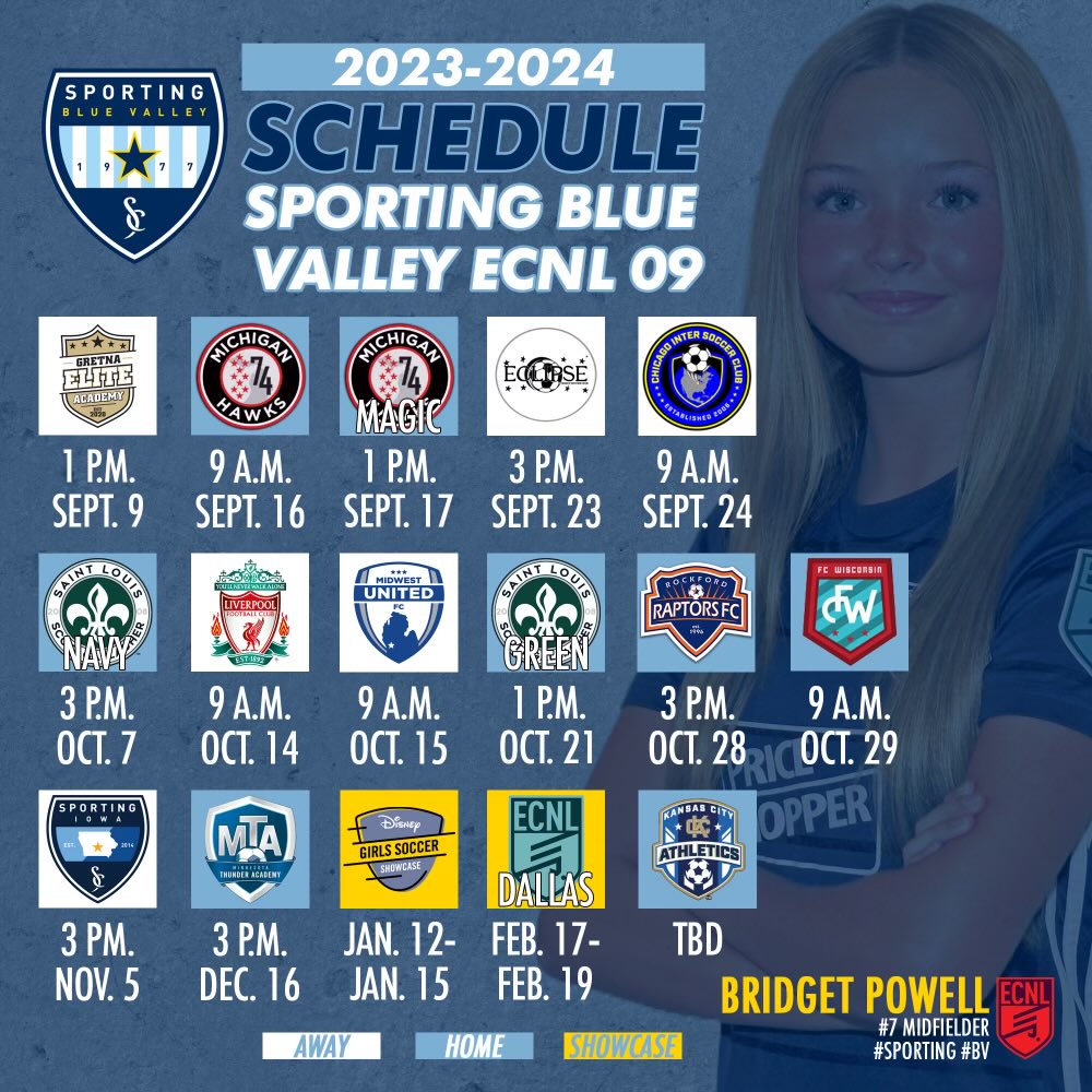 BridgetPowell09's tweet photo. 2 more Pre-Season games until our regular ECNL season! Checkout our schedule! @SBV09_ECNL #ECNL #SportingBlueValley #09 https://t.co/Ub4nRkjwp7