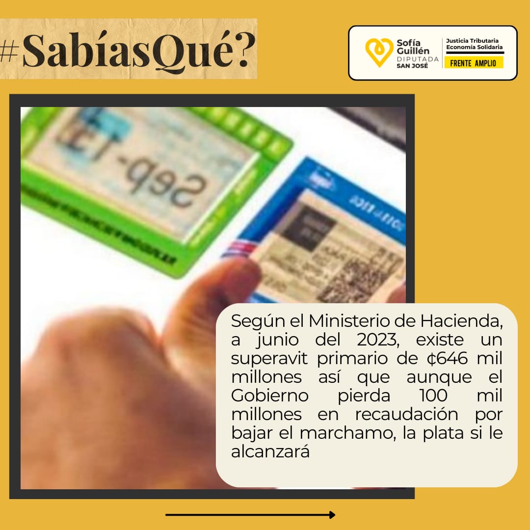 SofaGuilln3's tweet photo. El Ministerio de Hacienda ni le suelta la plata a las instituciones ni nos deja bajar impuestos. El Frente Amplio seguirá apoyando la rebaja al Marchamo porque sí hay plata en el Gobierno, sí alcanza pero el Ministro no suelta!!!! 🚙 https://t.co/MdRr5p0eor