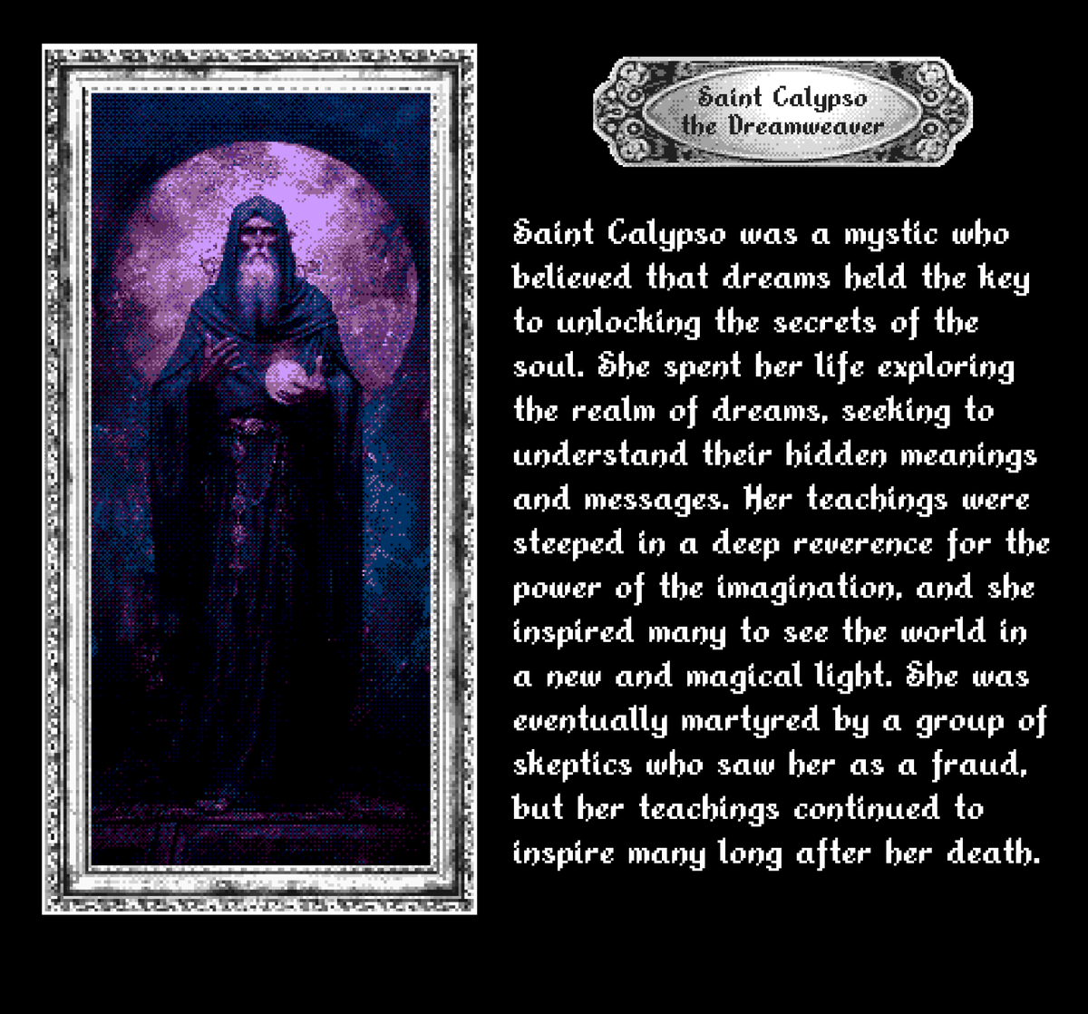 𝕮𝖗𝖞𝖕𝖙𝖔 𝕽𝖊𝖑𝖎𝖈𝖘: 𝕽𝖊𝖑𝖎𝖖𝖚𝖎𝖆𝖘 𝖊𝖝 𝕸𝖆𝖈𝖍𝖎𝖓𝖆
✨Saint Calypso the Dreamweaver✨
Learn more about the saints and relics in the upcoming collection on <a href="/AsyncArt/">Async Art</a>
joshuabellas.myportfolio.com/olnf-ai-relics #nft #cryptoart #generativeart