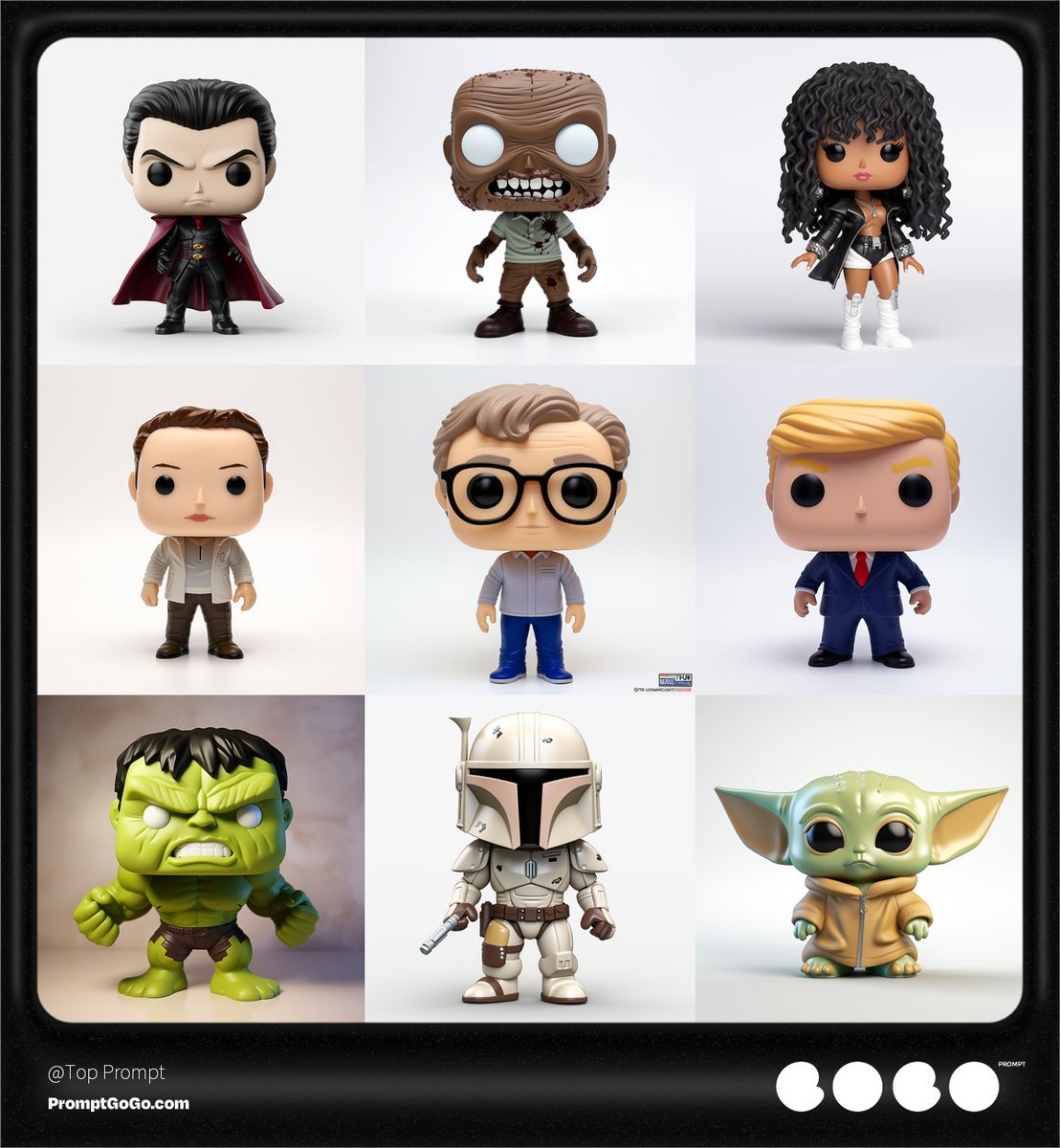 PromptGoGo's tweet photo. Create images in funko pop styles with this crazy prompt!!!🎨🎨🎨  https://t.co/MJciW6ZEZy   
#AI #generatecontent #art #prompt #chatGPT #Midjourney #Stablediffusion #artificialintelligence #creativity #artificialcreativity #contentgeneration #machinelearning #digitalart #creativeprompts #AIart #aiwriter #creativeAI #aigc #promptgogo #promptengineering #OpenAI