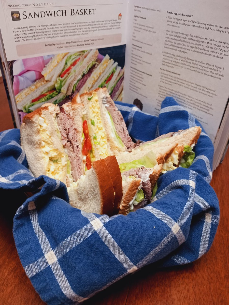 VenanReviews's tweet photo. #ffxiv #ffxivfood #ffxivcooking
"I hope the last few days have not been overly taxing. Pray take your rest and recover."

Made lovingly by my wife using "The Ultimate Final Fantasy XIV Cookbook: The Essential Culinarian Guide to Hydaelyn." https://t.co/56F45nVVwH