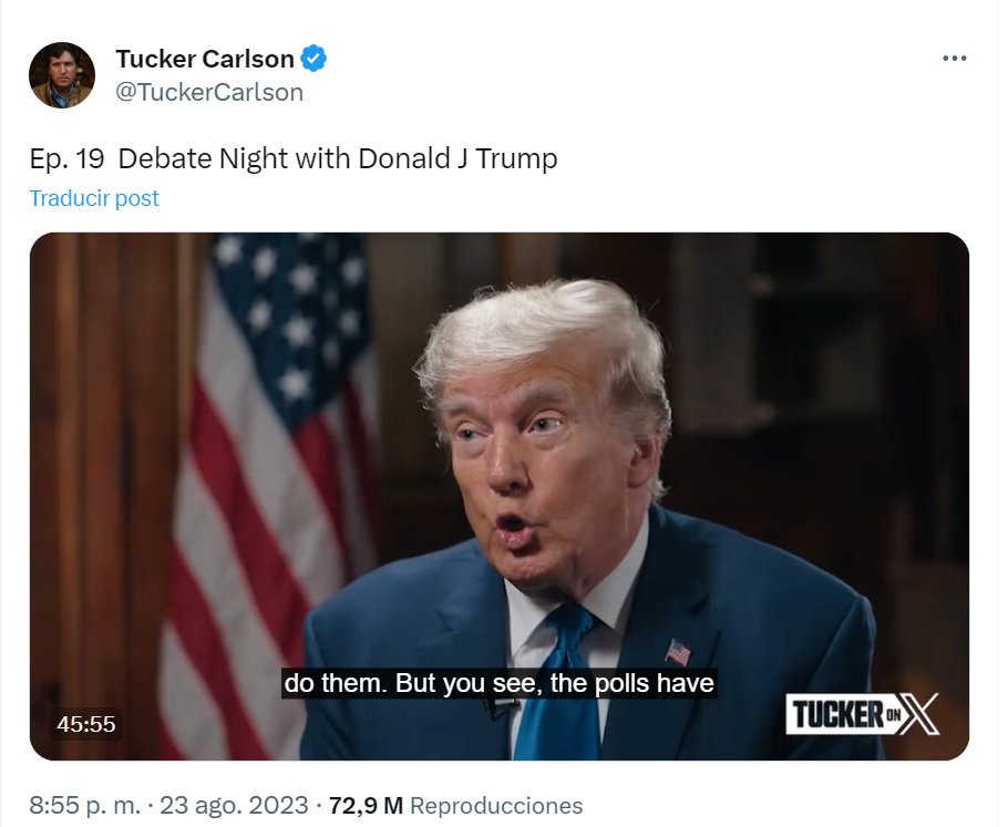 🇺🇸 Algunas de las frases más importantes de la entrevista viral de Trump de hoy con Tucker Carlson:

- Dice que alguien más está dirigiendo el gobierno de EE.UU., alegando que Biden no es capaz de hacer nada.

- Dice que Epstein fue posiblemente asesinado y podría no haberse