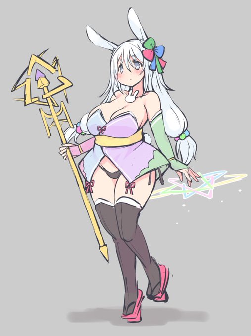 昨日バニーさんの日だったので先祖代々受け継がれる結界術を使って人々を怪異から守っていたうさぎの結界術師さん(故人)の落書き(仮)です。 