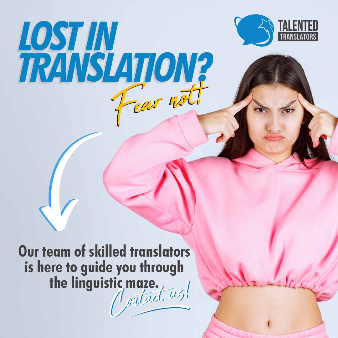 🔍🔮 Lost in Translation? 
Fear not! Our team of skilled translators is here to guide you through the linguistic maze. 🚀🗺️ Let us break down language barriers and bring clarity to your global communication. 🌍🗣️ #LostInTranslation #LanguageExperts #ClarityInCommunication