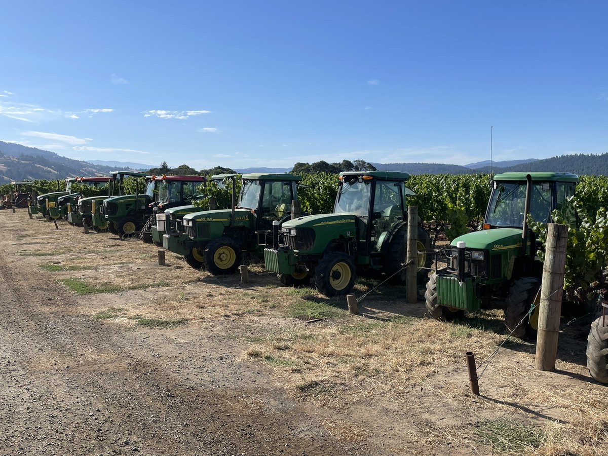 Tractors ready to jump into action! #roedererestate #andersonvalley