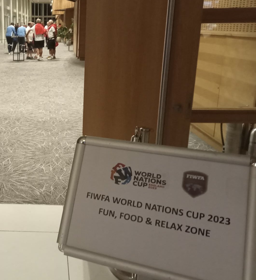 thewfauk's tweet photo. We’re here at SGP. Raring to go tomorrow. Registration, flags paraded, Italy v England table football, fun, food and friendship tonight before the fun starts tomorrow. @kpGroup_ @PatrickTeamUK @MitreSports @Pharmacy2U https://t.co/fE0G5gh4jH