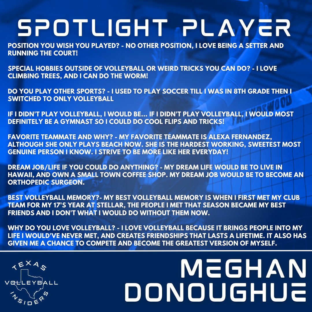 Digging into Texas Volleyball! Get to know Lindenwood Commit, Meghan Donoughue and what she’s about. Will you be next?