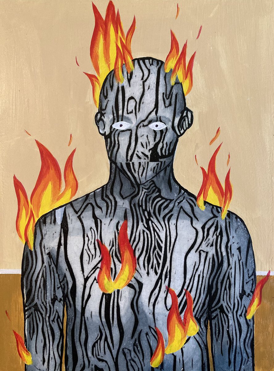 husky_jack's tweet photo. Two new small paintings apart of a larger new project. Excited with how they are coming out! #paintings #drawings #ghost #fire https://t.co/tjd4GWQswo
