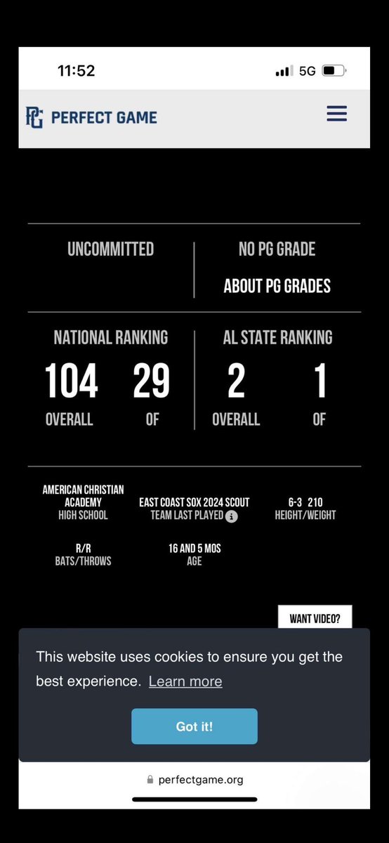 ACATuscaloosa's tweet photo. We love seeing our student athletes thrive! Eric Hines was recently ranked the number 1 outfielder in the state and the number 2 overall player by Perfect Game ⚾️ Congratulations, Eric! https://t.co/zKEgg7fUEX