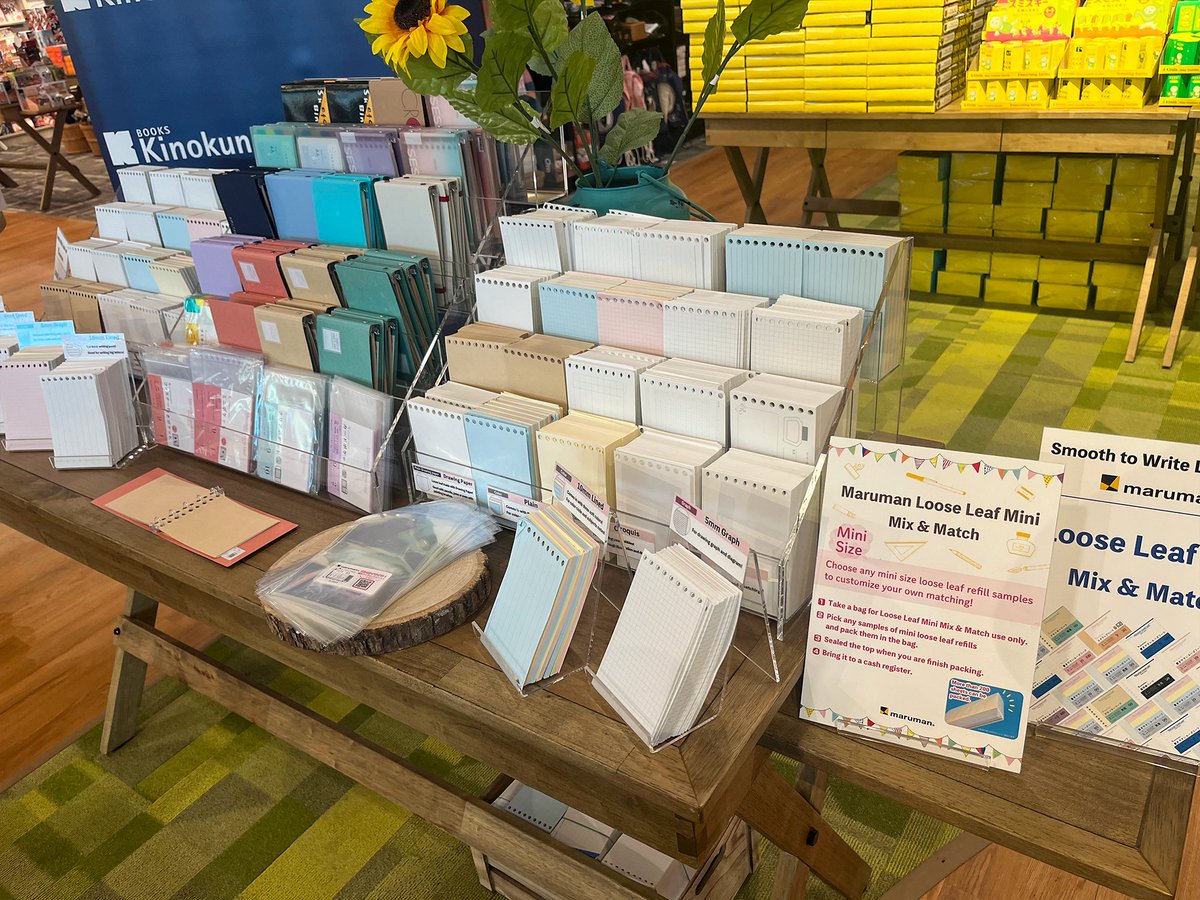 KinokuniyaUSA's tweet image. Thanks to everyone who came out to our Atlanta store for the #maruman all-you-can-stuff loose-leaf event last weekend! This event continues w/ Maido San Francisco on 8/25 &amp;amp; Kino New York on 8/26 w/ both ending on the 27th! Stop by and create your perfect notebook for $7.95+tax!