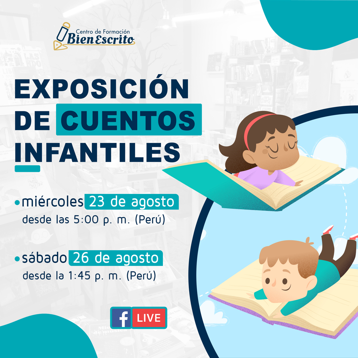 BienEscrito_'s tweet photo. ¡Exposición de cuentos infantiles! 📔

Te invitamos a conocer las historias creadas por nuestros alumnos niños. 📝

Serán dos fechas emocionantes. Te esperamos en nuestra página de Facebook: https://t.co/xR88rGohkZ.

#Cuentos #BienEscrito #CentroDeFormaciónBienEscrito https://t.co/bEUIt4x0eB