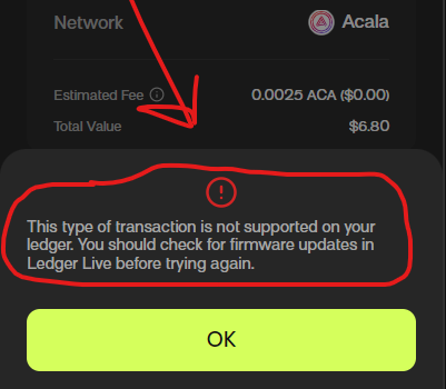 Gabby30_'s tweet photo. @_zondax_ @pendulum_chain @Ledger Fix this @AcalaNetwork @Ledger_Support https://t.co/5e8TmW6vh1