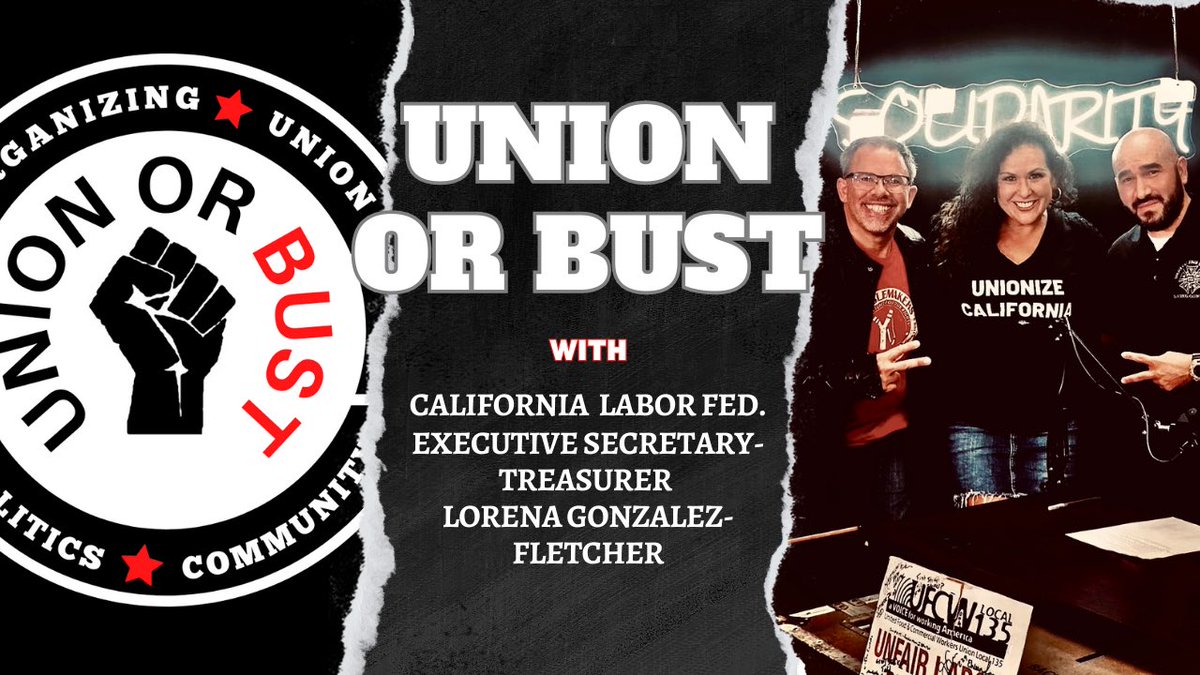OrganizingMnstr's tweet photo. New episode of #UnionOrBust. We talk shop w the Labor Queen herself @LorenaSGonzalez. Thank you so much for joining us, this is how we grow Labor. #unionizecalifornia #solidarity #LaborRadioPod @yourunionbro
https://t.co/2kdtjb0CgU https://t.co/zJdw30i5jr