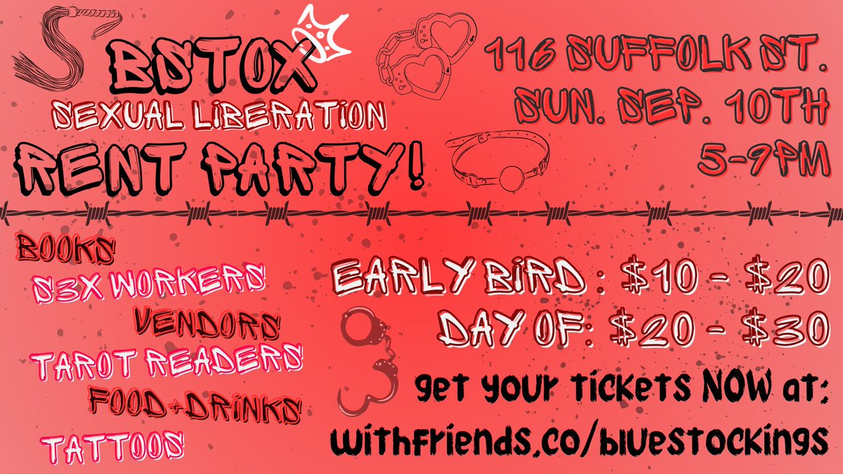 get your early bird tickets NOW for our upcoming unforgettable party SUNDAY SEP 10th, 5 to 9PM!! come have a great time and help us pay rent!! (and please, share, share, share this post!!)