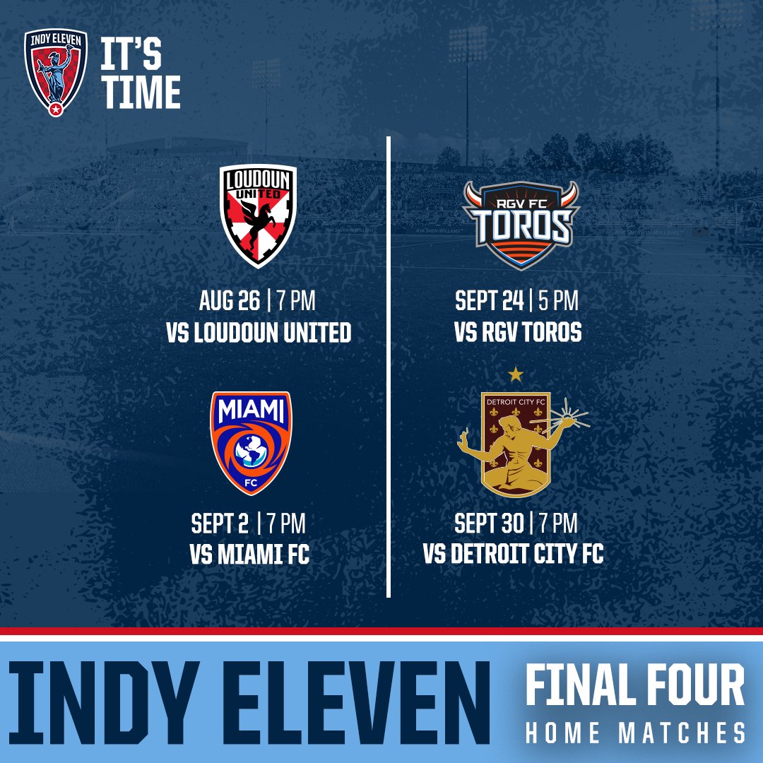 Don't miss out on Indy Eleven's Final Four Games of the season! DM us for a special promo code for an EXCLUSIVE ticket offer! 👀🔥