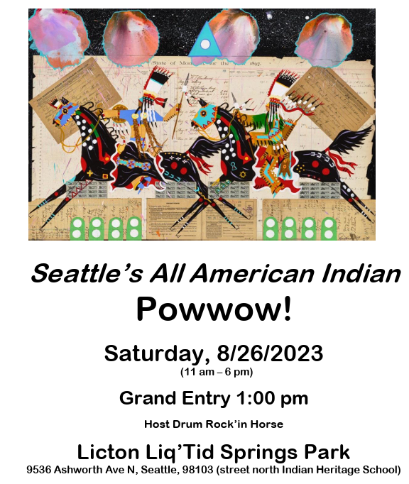 SeattleParks's tweet photo. Coming this Sat. 8/26! All American Indian Powwow at #LictonSprings Park
• Dance
• Demo Artist Vendors
• Food & Free parking
• Forest Teachings Tours
For more info:
Stacey Taken Alive (206) 510–7546
Kim Camara (206) 683-9804
windzofchangealliance@gmail.com https://t.co/mw101fFLJn