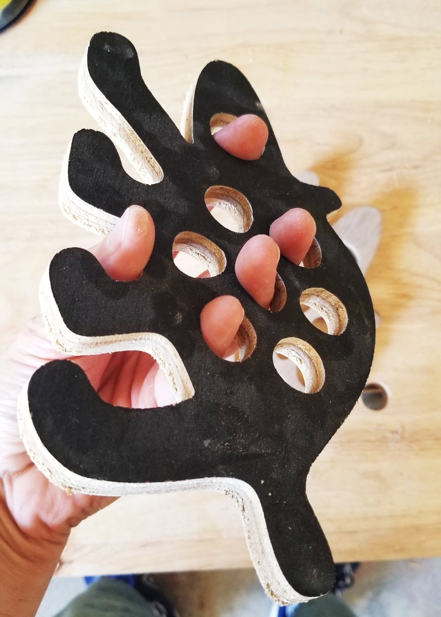 ThingsVoln's tweet image. [CW: trypophobia]

I've been designing some of these little holey creatures, and I think they're really fun. I haven't completely sanded or finished them yet, but I love holding them. I wish I had like 50 different ones... ooh I should probably make some interlocking designs