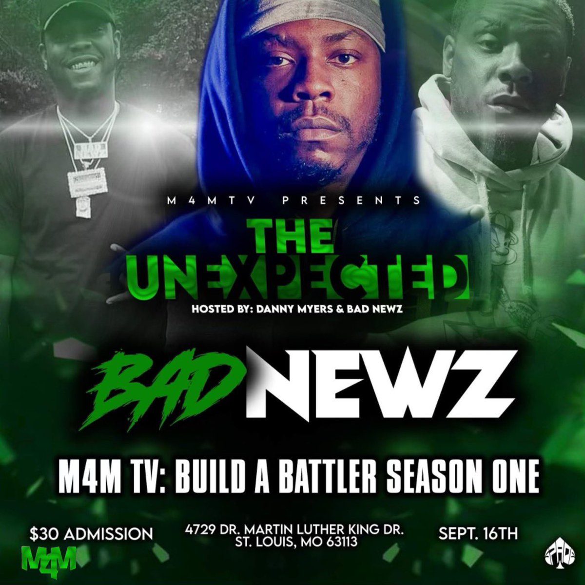 Kingwu314's tweet photo. its going down
@M4MTakeover presents the unexpected hosted by @metaphormessiah and @BadNewzdaBos come watch me put in work me vs just chill in #STL September 16 #follow #battlerap #realkings For further information reach out to @iamjayrone @EjayTheshow @battlemetaphor @ReecsoWay https://t.co/HJdc5RVLvC