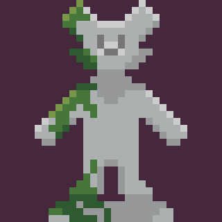 LunarSilverFox's tweet photo. A statue covered in #moss for @Pixel_Dailies 
"Moss always points to civilization" 
Those who know, know. 
#pixel_dailies #pixelart  #furry https://t.co/cb6gPKb4jt