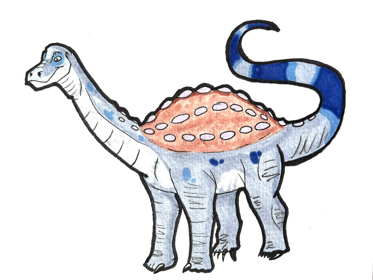 Tomjarobz93's tweet photo. Here’s a drawing I did of a Saltasaurus. #dinosaur #drawing #promarkers #sharpies #sauropods #saltasaurus #osteoderms #cartoon #cretaceous #SouthAmerica #Argentina https://t.co/c1xM6IGW9u
