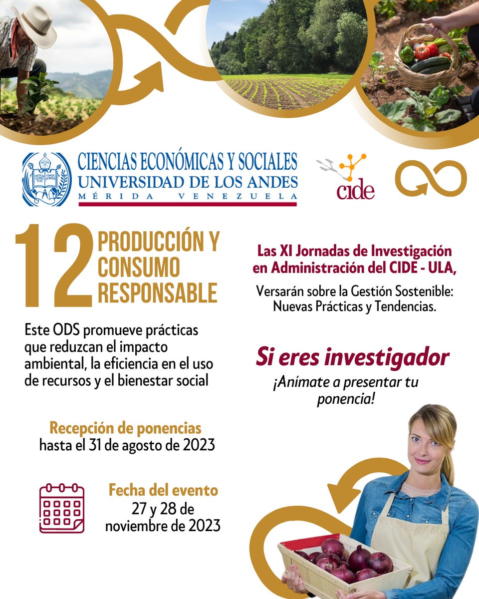 ¿Quieres contribuir al logro del #ODS 12: Producción y consumo responsable?
Anímate a presentar tu ponencia en las XI #Jornadas de #Investigación en Administración del <a href="/cide_ula/">IIA-ULA</a>

🗓️ Recepción hasta el 31-08-2023

👉 Pautas en: drive.google.com/file/d/1lV9qGf…