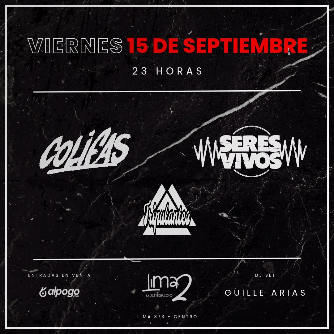 La proxima el 15 de Sept junto a <a href="/seresvivosof/">Seres Vivos</a> y tripulantes en Lima2, en el centro.

Entradas a $1000 pesos, por mp!