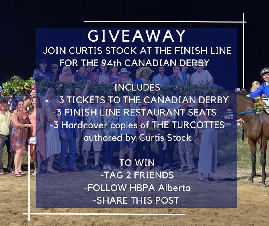 AlbertaHbpa's tweet photo. Still Time to win LAST MINUTE tickets 🎟️ to the Event of the Summer the Canadian Derby 🏆🇨🇦 Dinner Witt @CurtisJStock #TalkDerbyToMe #canadianderby #FeelTheRush #horseracing #BigDAy #eventofthesummer https://t.co/9NORAcZyrO