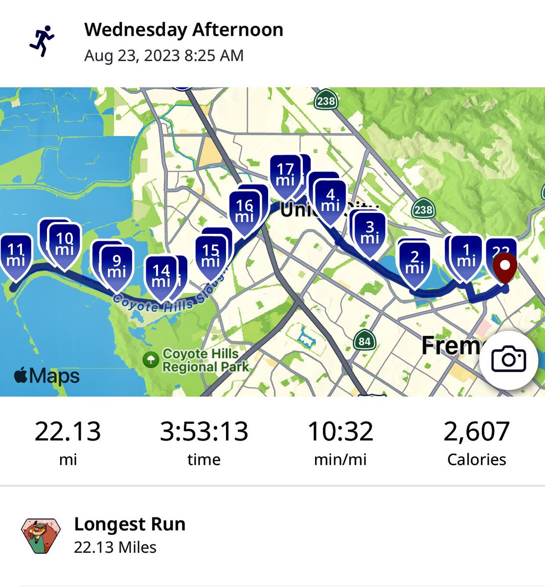 itzJohnnyReilly's tweet image. Hit a new PR for farthest run 🏃‍♂️ 
22miles with a time of 3hrs 53mins and an avg of 10:32min per mi
The last 3miles SUCKED 🤘 
@Runkeeper #Wednesday #WednesdayMotivation #runchat #fitfam #fitness #sober #dadbod #bayarea #Califonia #running