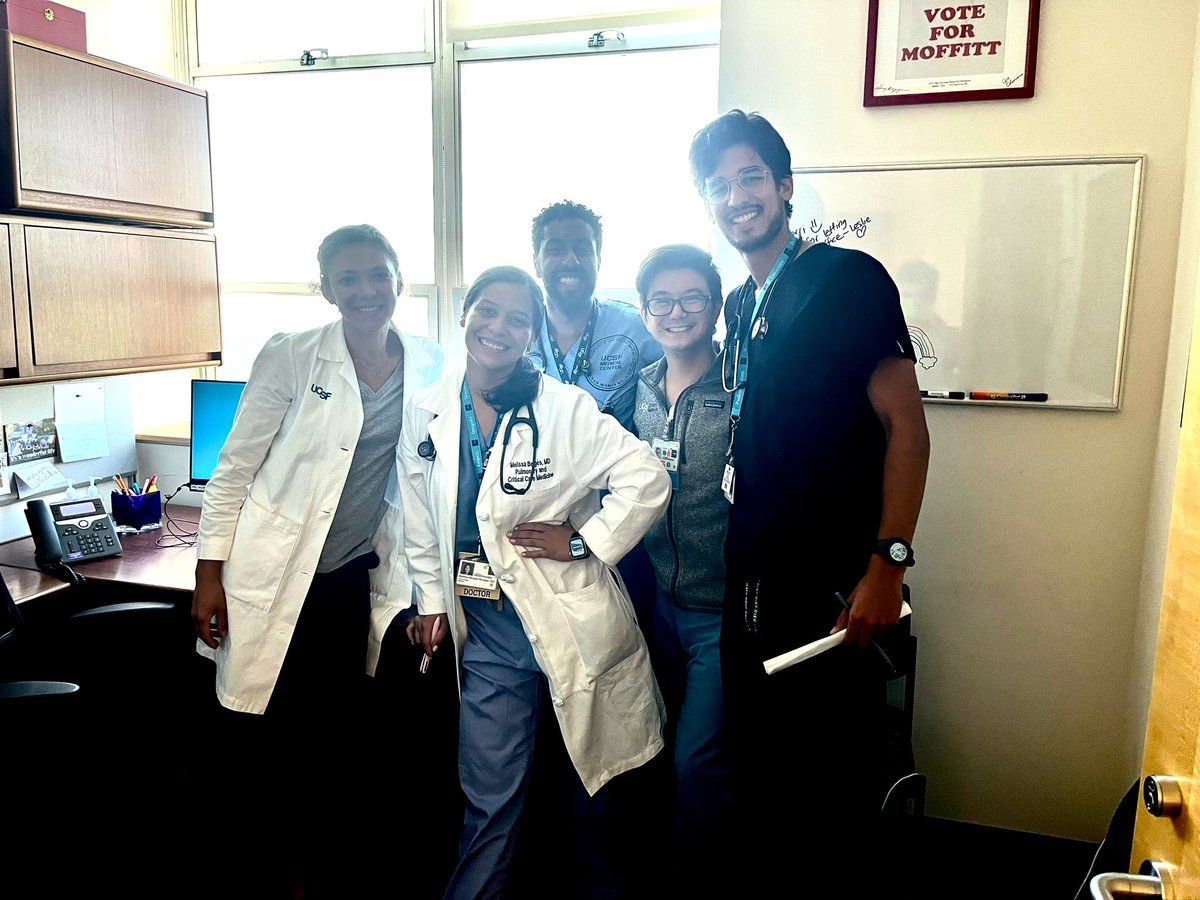 It is August and the @UCSFPCCMFellows Consult Team is rolling deep! Attending, Fellow, Sr. Resident, Intern, Med Student - learning for 🫁 nerds at every stage!!